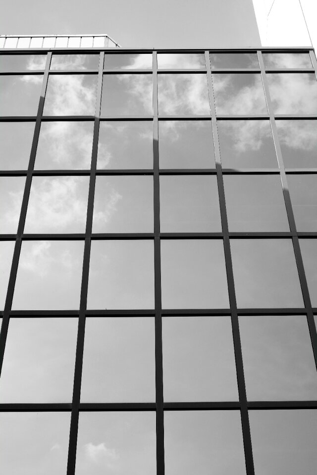 Free stock photo of black and-white, building, clouds