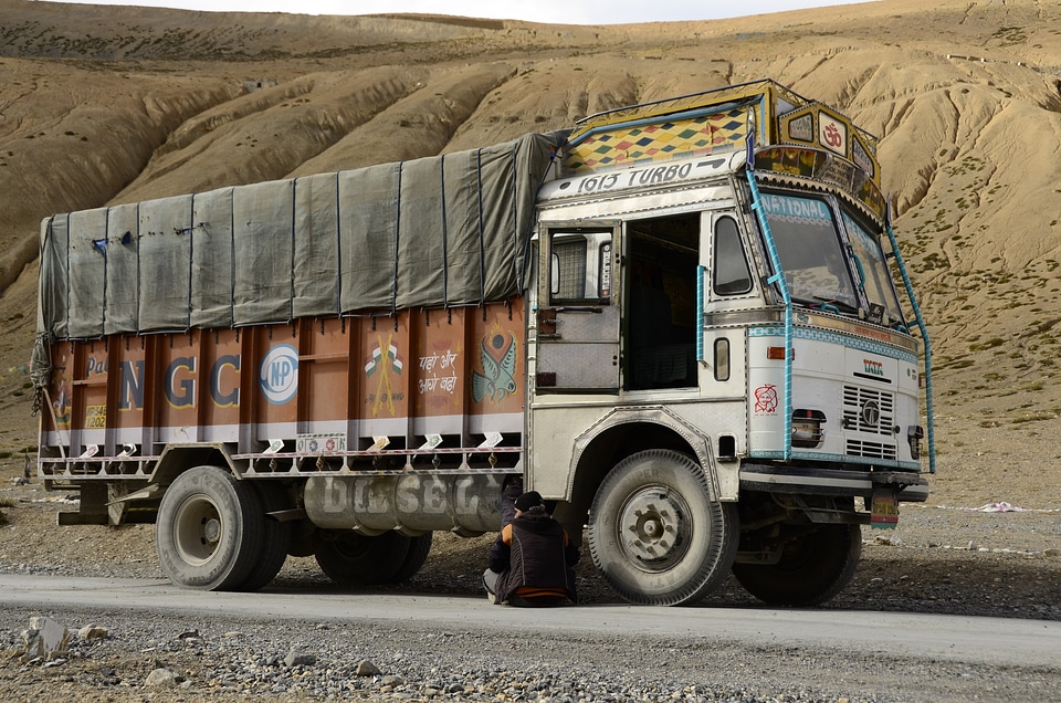Old road brown truck