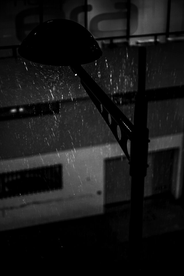 Free stock photo of black and-white, city lamp, droplets