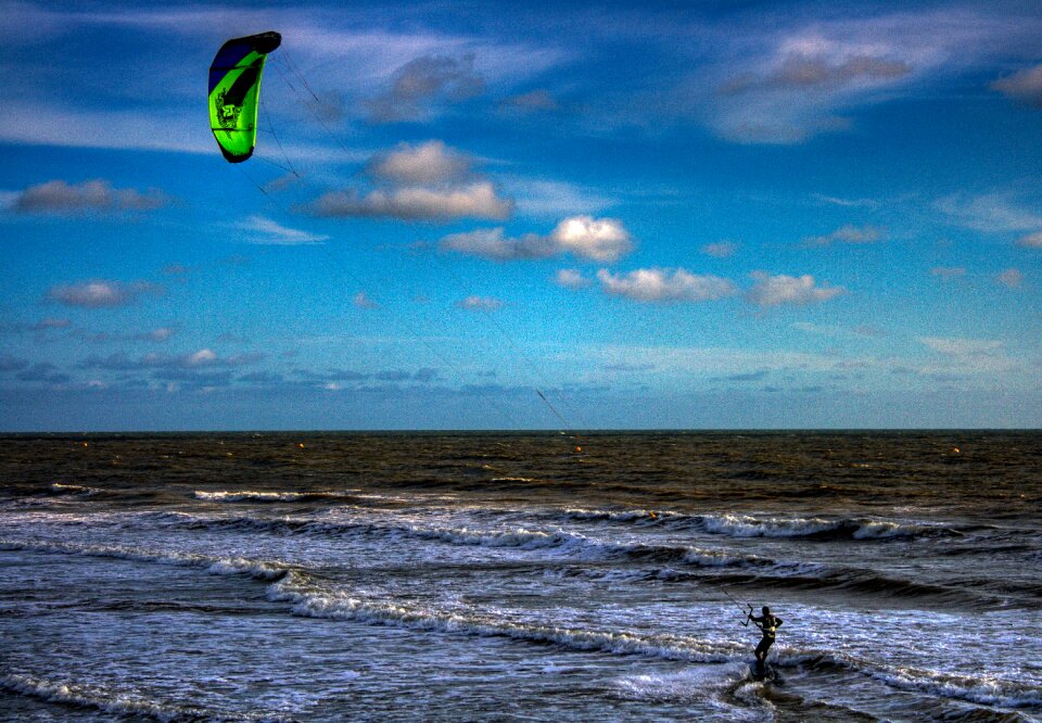 Free stock photo of clouds, kite surfer, sea