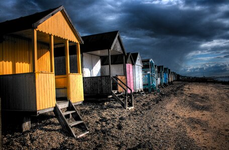 Free stock photo of beachhuts, clouds, sand