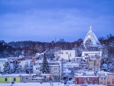 Free stock photo of rooftops, snow, winter