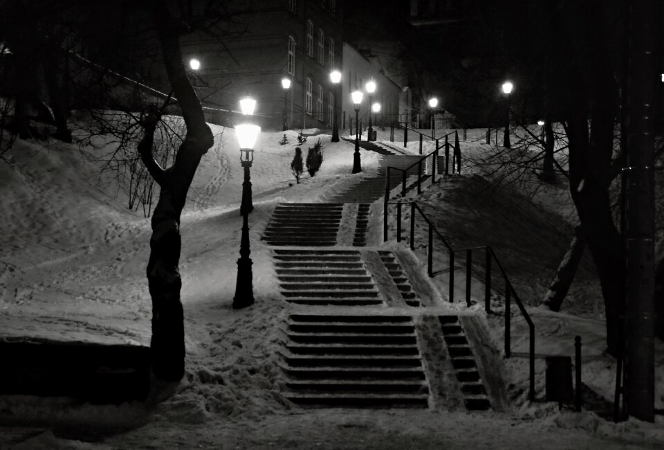 Free stock photo of black and-white, lights, night