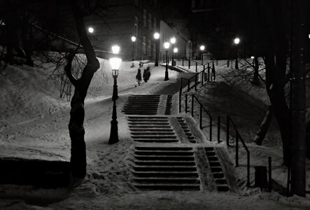 Free stock photo of black and-white, lights, night photo