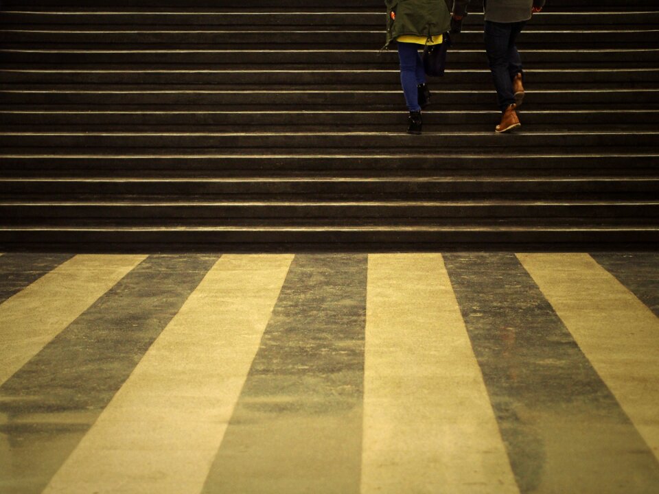 Human's Walking in Near Road