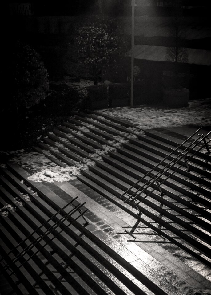 Greyscale Photo of Staircase