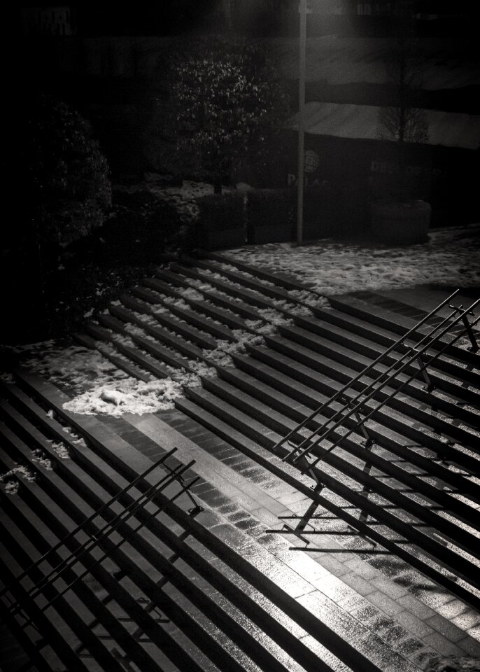 Greyscale Photo of Staircase photo