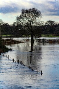 Free stock photo of clouds, fence, flood