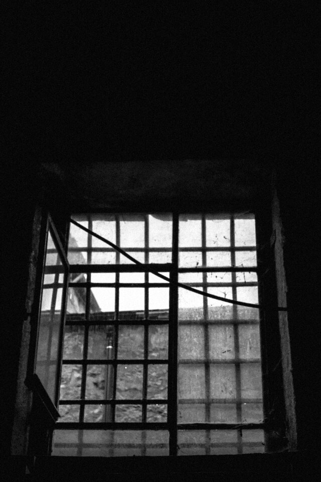 Free stock photo of bars, black and-white, looking out
