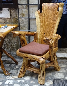 Old wood seat sit photo