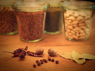 Free stock photo of all spice, bay leaf, beans photo