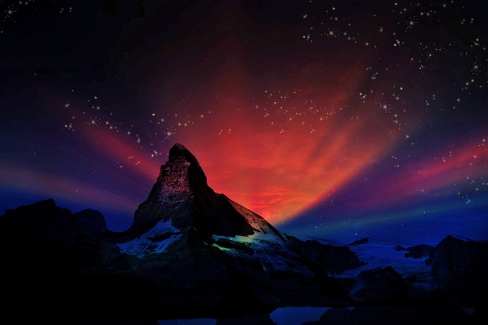 Landscape night aurora