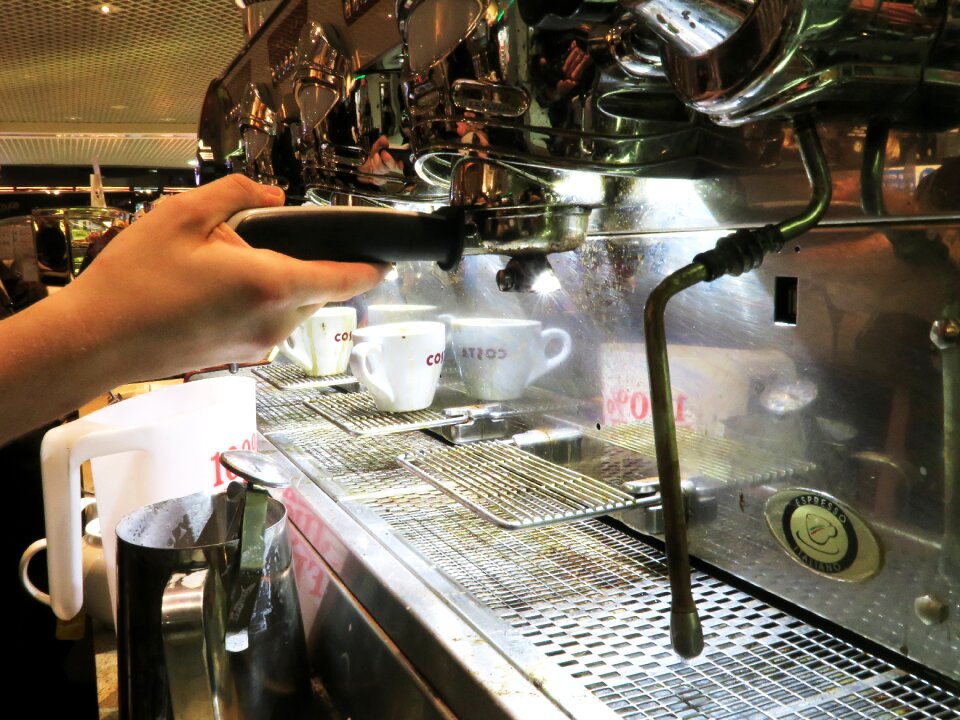 Free stock photo of coffee, hand, machinery photo