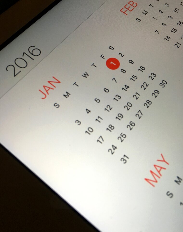 Free stock photo of 2016, calendar, first