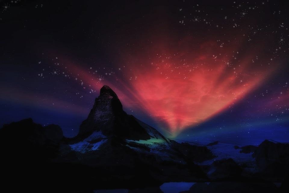 Landscape night aurora photo