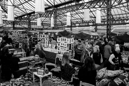 Free stock photo of altringham market, black and-white, fayre