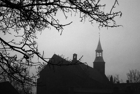 Free stock photo of black, church, fog photo
