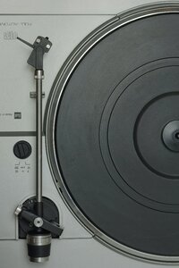 Grey and Black Turntable in a Close Up Photography photo