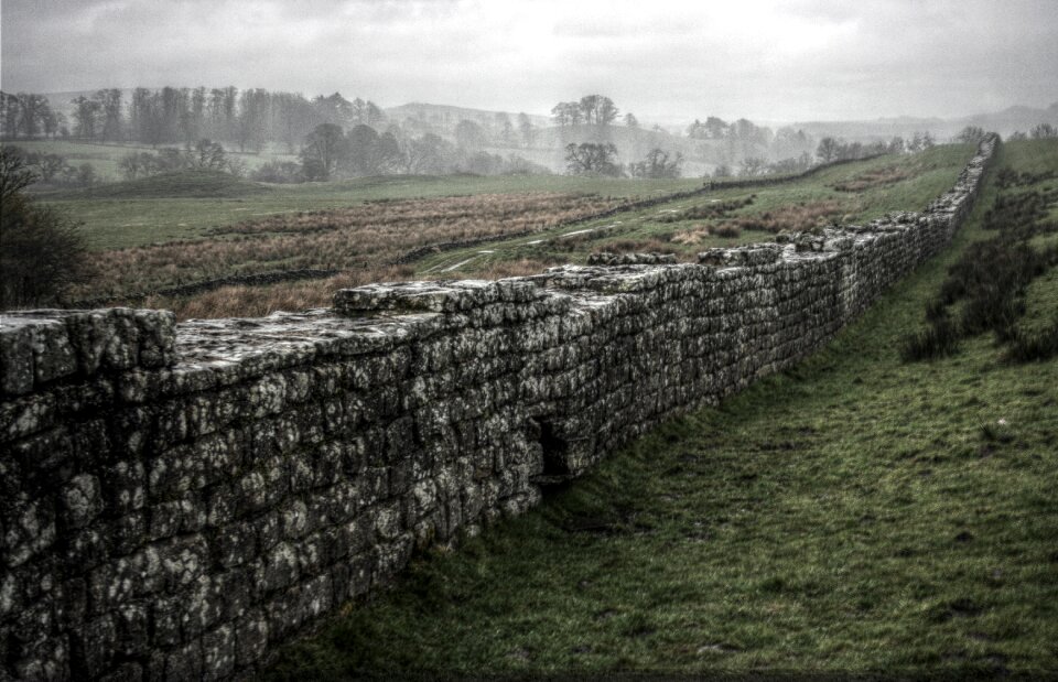 Free stock photo of grass, hadrians wall, mist