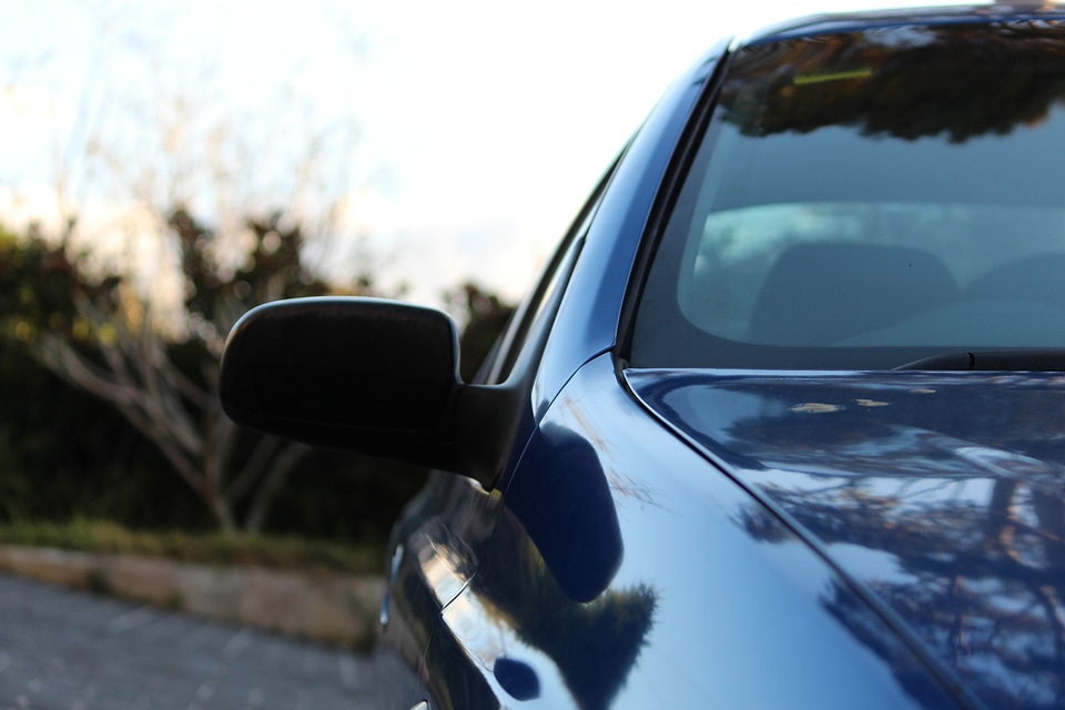 Blue car front side