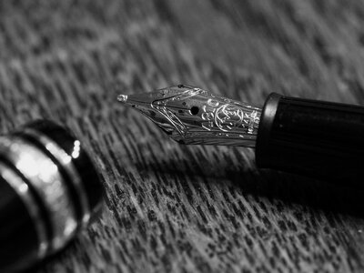 Grayscale of Fountain Pen Tip photo