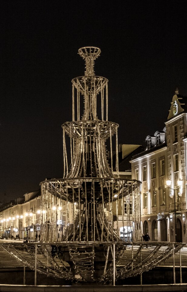 Free stock photo of fountain, lights, night