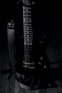Free stock photo of black and-white, dark, guitar photo