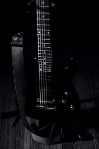 Free stock photo of black and-white, dark, guitar