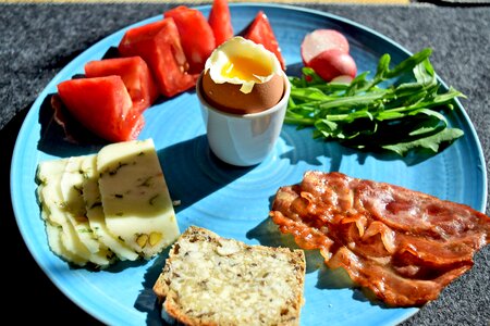 Free stock photo of eggs and-bacon, theme breakfast