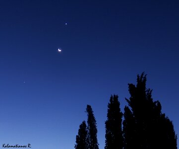 Free stock photo of crescent moon, jupiter, mars photo