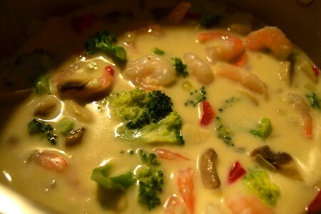 Free stock photo of coconut milk, dinner, shripms photo