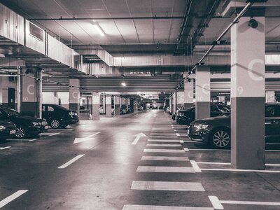 Free stock photo of black-and-white, cars, parking photo