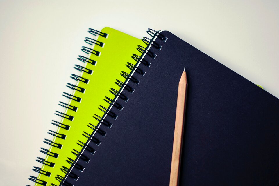 Free stock photo of black, green, noet book