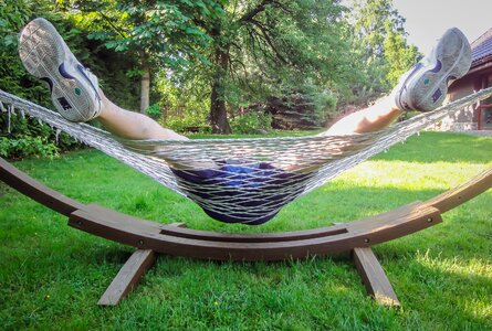 Free stock photo of garden, hammock, legs photo