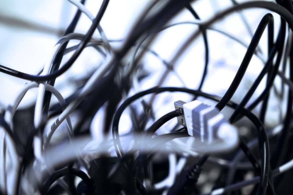 Free stock photo of cables, mess