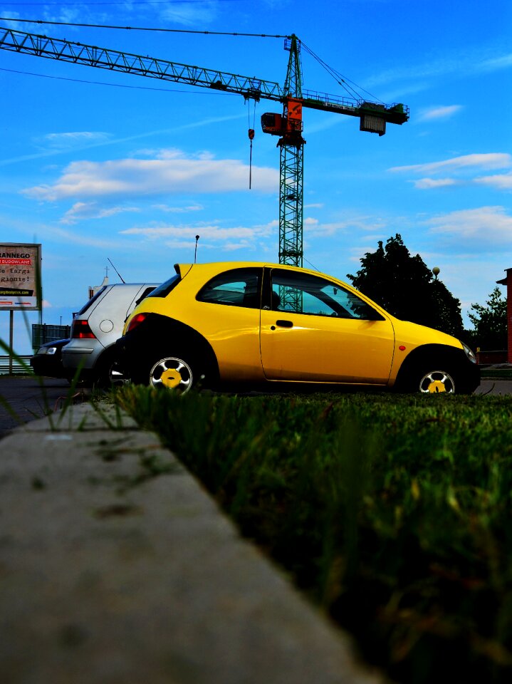 Free stock photo of theme low-angel, yellow car