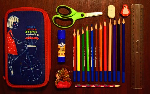 Free stock photo of knolling, pencil case, theme knolling photo