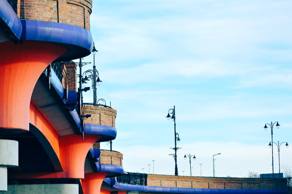 Brown, Blue, and Orange Building