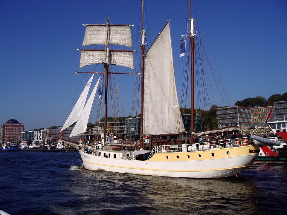 Sailing boat sky blue