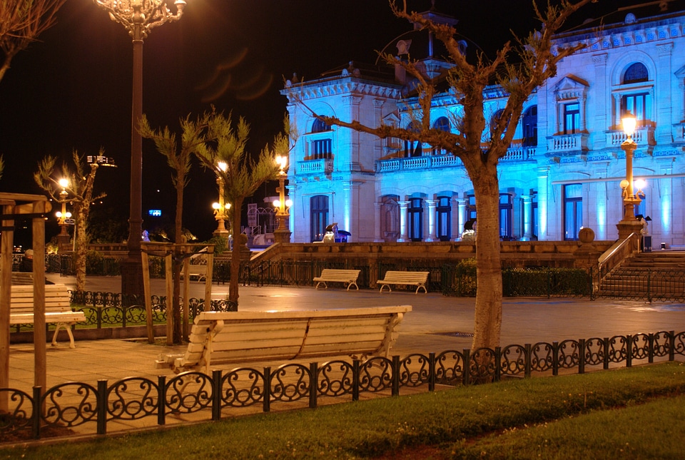 City hall of san sebastián architecture night landscape