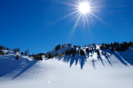 Free stock photo of alps, blue, lens flare photo