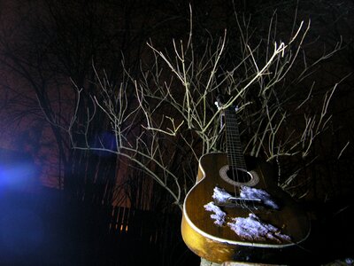 Free stock photo of guitar, night, snow photo