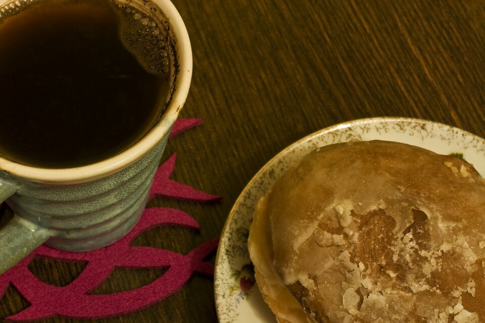 Free stock photo of coffee, donut