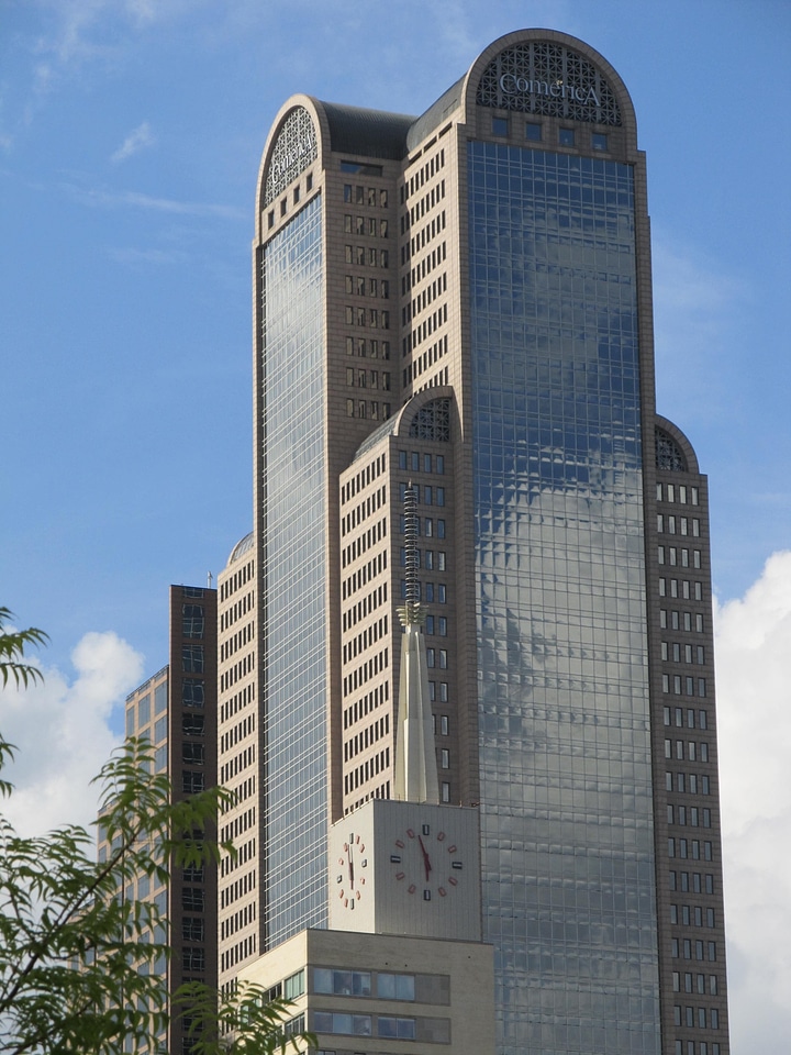 Downtown office buildings glass facade