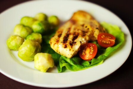 Free stock photo of brussels sprouts, chicken, grilled