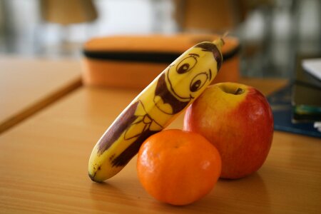 Free stock photo of apple, banana, eye
