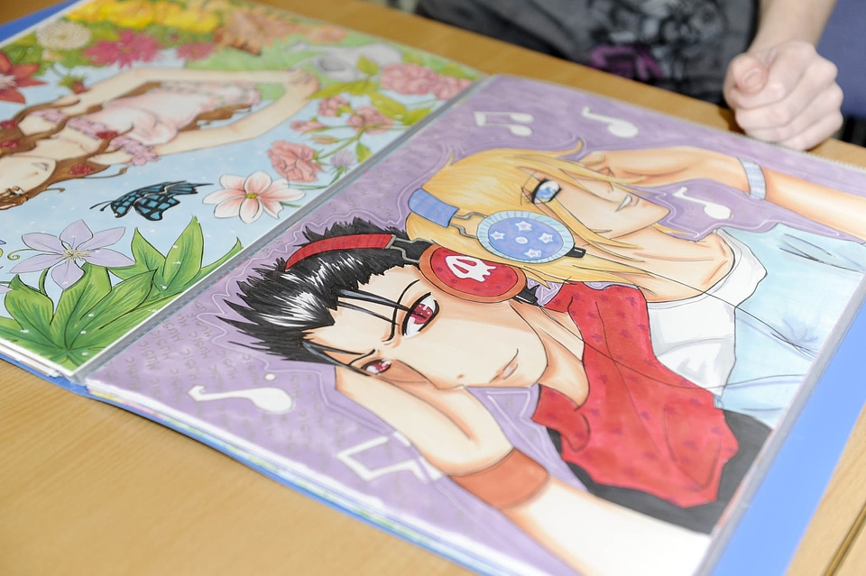 Book drawing anime