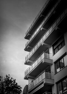 Free stock photo of architecture, balconies, black and-white