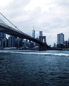 Brooklyn Bridge Blue and White Photo photo