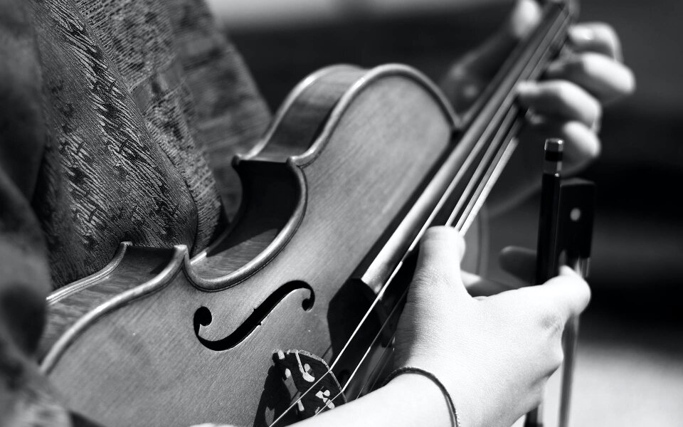 Grayscale Photography of Person Playing Violin